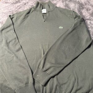 Lacoste Unisex Olive Half-Zip Knit Sweater